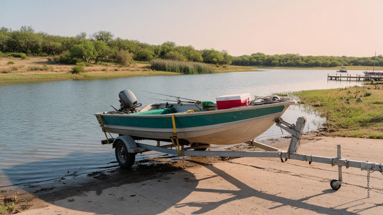 lake-ramp-boat-on-trailer